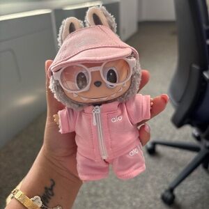 Labubu ALO Yoga Pink with Glasses outfit